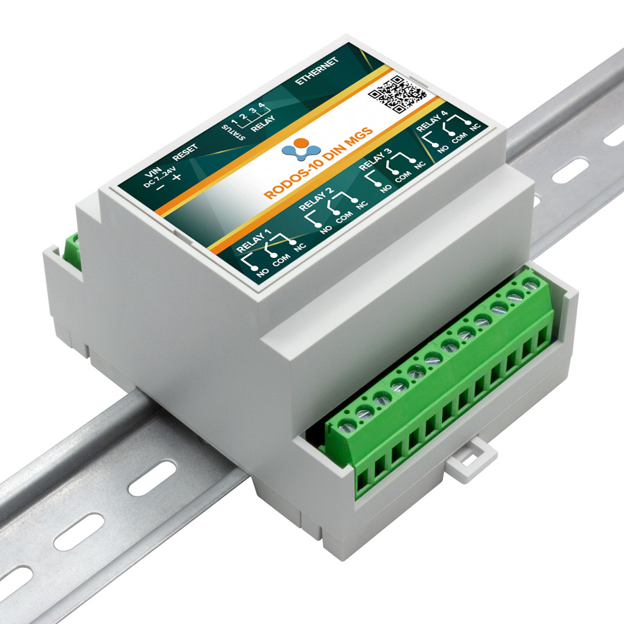 Ethernet реле на DIN рейку на 4 релейных канала RODOS-10 DIN MGS